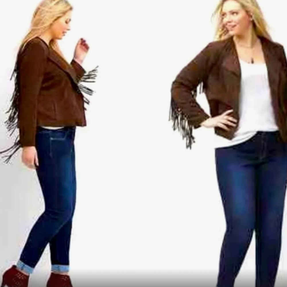 Lane Bryant Fringe Jacket NWT $120 MSRP. Brown. Open front - Picture 10 of 11